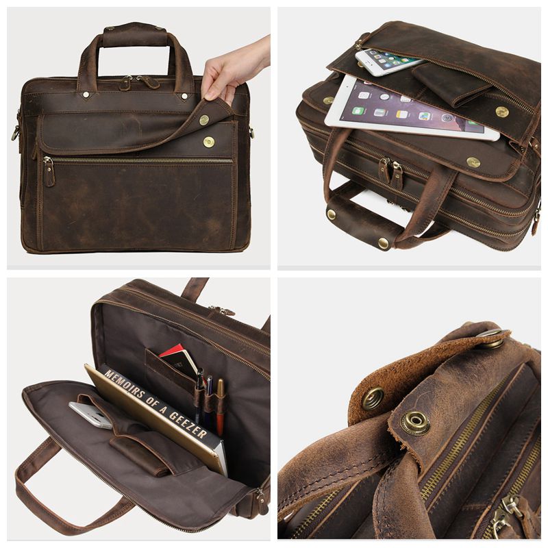 Genuine Leather Briefcase, Messenger Bag, Shoulder Bag, Leather Laptop Bag, Leather Business Bag, Men's Bag