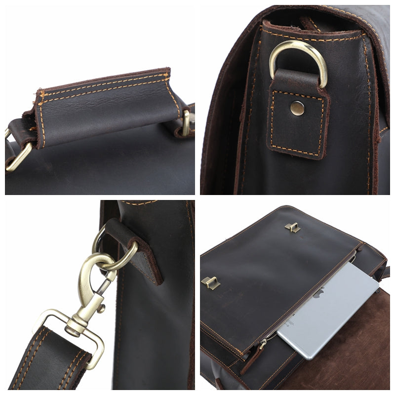 Leather Briefcase, Messenger Bag, Men Shoulder Bag, Laptop Bag, Crossbody Bag, Men's Bag, Gift for Him