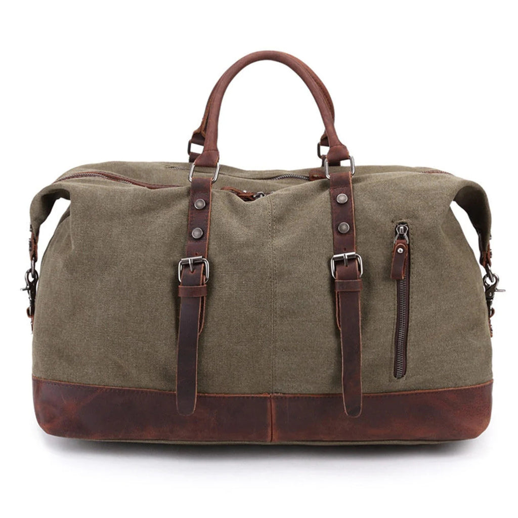 Handmade Canvas Leather Travel Bag Duffle Bag Holdall Luggage Weekender Bag 12031