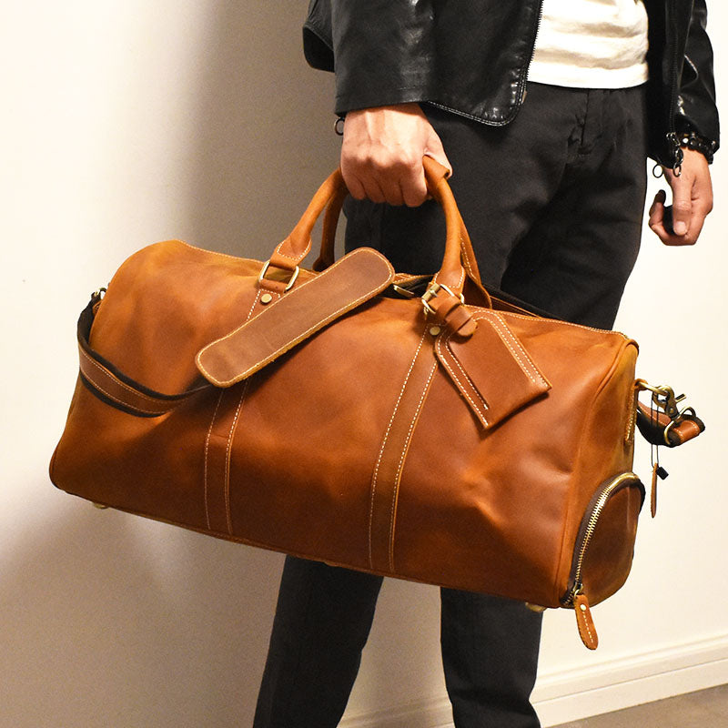 Full Grain Leather Duffle Bag/Monogrammed Genuine Leather Weekender Bag/Leather Holdall/Overnight Bag For Men/Personalized Gift For Him