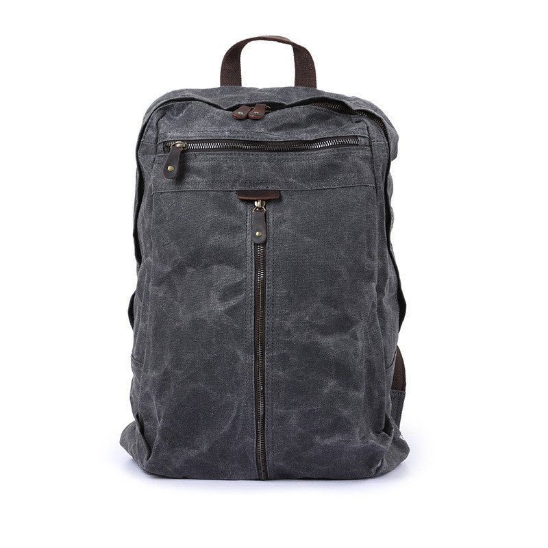 Handcrafted Unisex Waxed Canvas Laptop Backpack Fashion School Backpack Waterproof Backpack