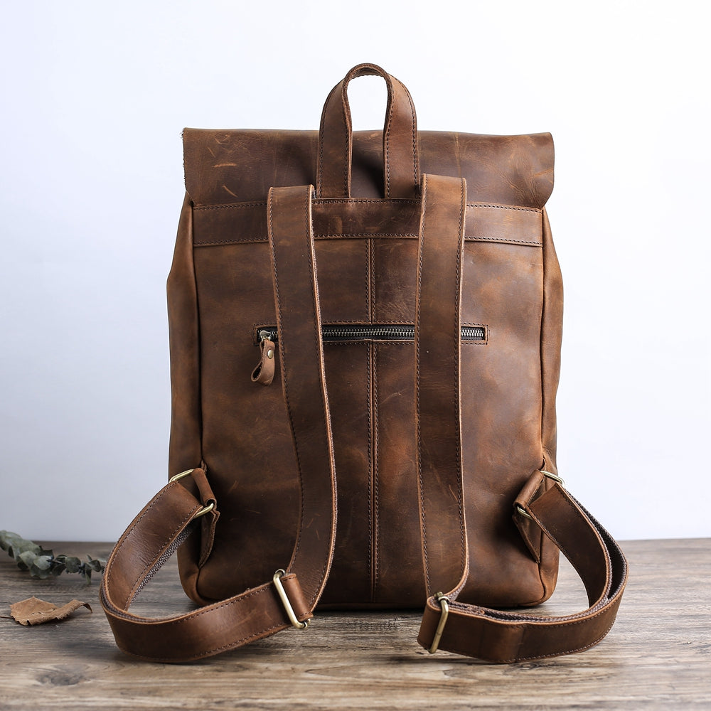 Personalized Leather Backpack Travel Backpack Laptop Backpack Unisex Leather Backpack - LISABAG