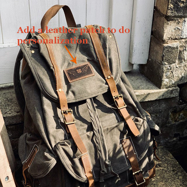 Personalized Waxed Canvas Backpack Large Travel Backpack School Rucksack Laptop Backpack Unisex Weekender Backpack - LISABAG