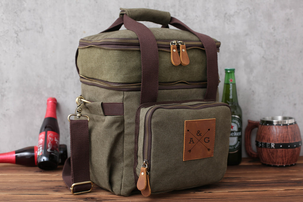 Personalized Double Decker Beer Cooler Bag Groomsmen Cooler Groomsmen Gifts Insulated Lunch Bag