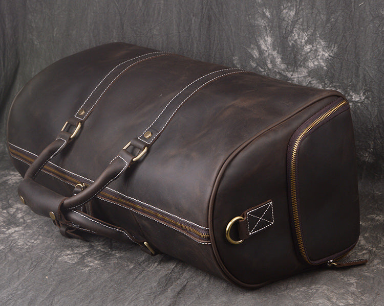 Personalized leather duffel bag with shoe compartment, handmade leather weekender bag, leather overnight bag, Holdall