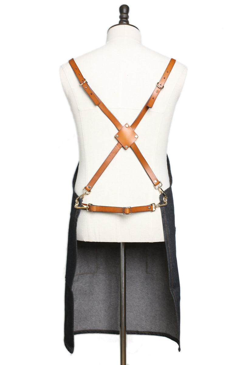 ササフラス　Landscaper Apron ホワイト　エプロン　セールsale Waxed Canvas and Leather Apron Crafter Apron Barista's Apron