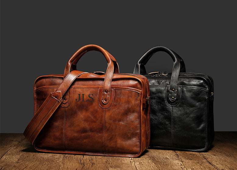 Handmade 15'' Laptop Bag, Leather Briefcase Men, Leather Crossbody Bag, Messenger Bag, Leather Portfolio