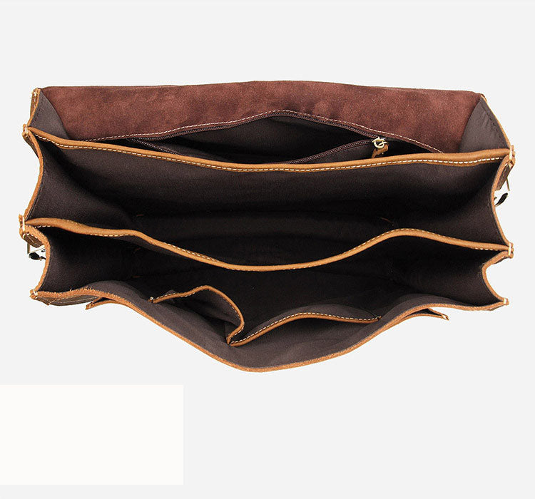 Leather Shoulder Briefcase, Messenger Bag, Leather Laptop Bag, Leather Business Bag,Men's Bag,Handmade Bag