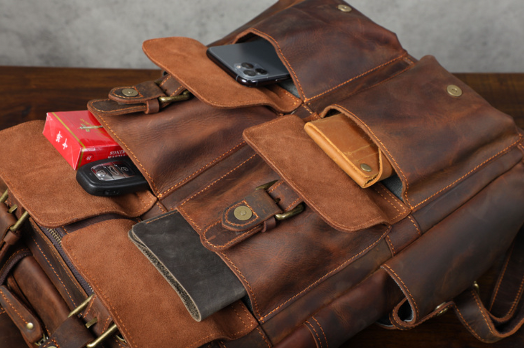 Travelling Backpack, Full Grain Leather Backpack, Unisex School Backpack, 15'' Laptop Backpack, Weekender Backpack