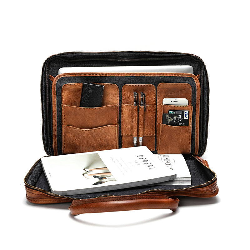 Handmade 15'' Laptop Bag, Leather Briefcase Men, Leather Crossbody Bag, Messenger Bag, Leather Portfolio