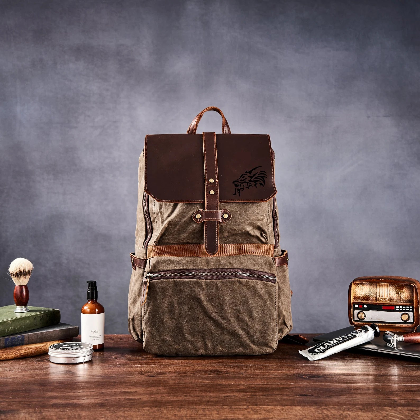 canvas backpacks with custom leather logo Laptop Backpack, Waxed Canvas Backpack, Leather Backpack, Teacher Backpack, Personalized Backpack, Fathers Day Gift Yellow / No