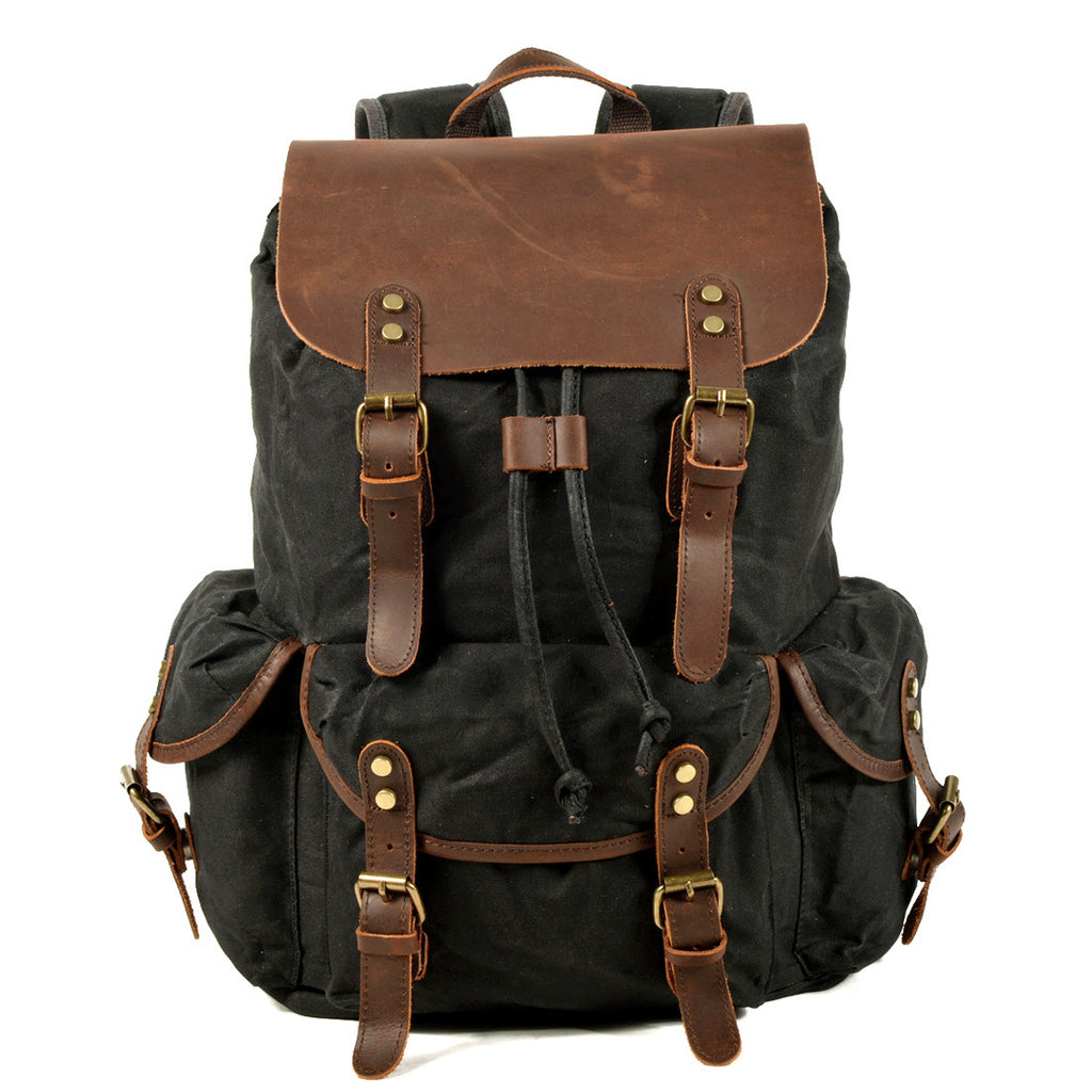 Canvas Leather Travel Backpack, Laptop Rucksack, Canvas Leather Backpack, Bag and Backpack