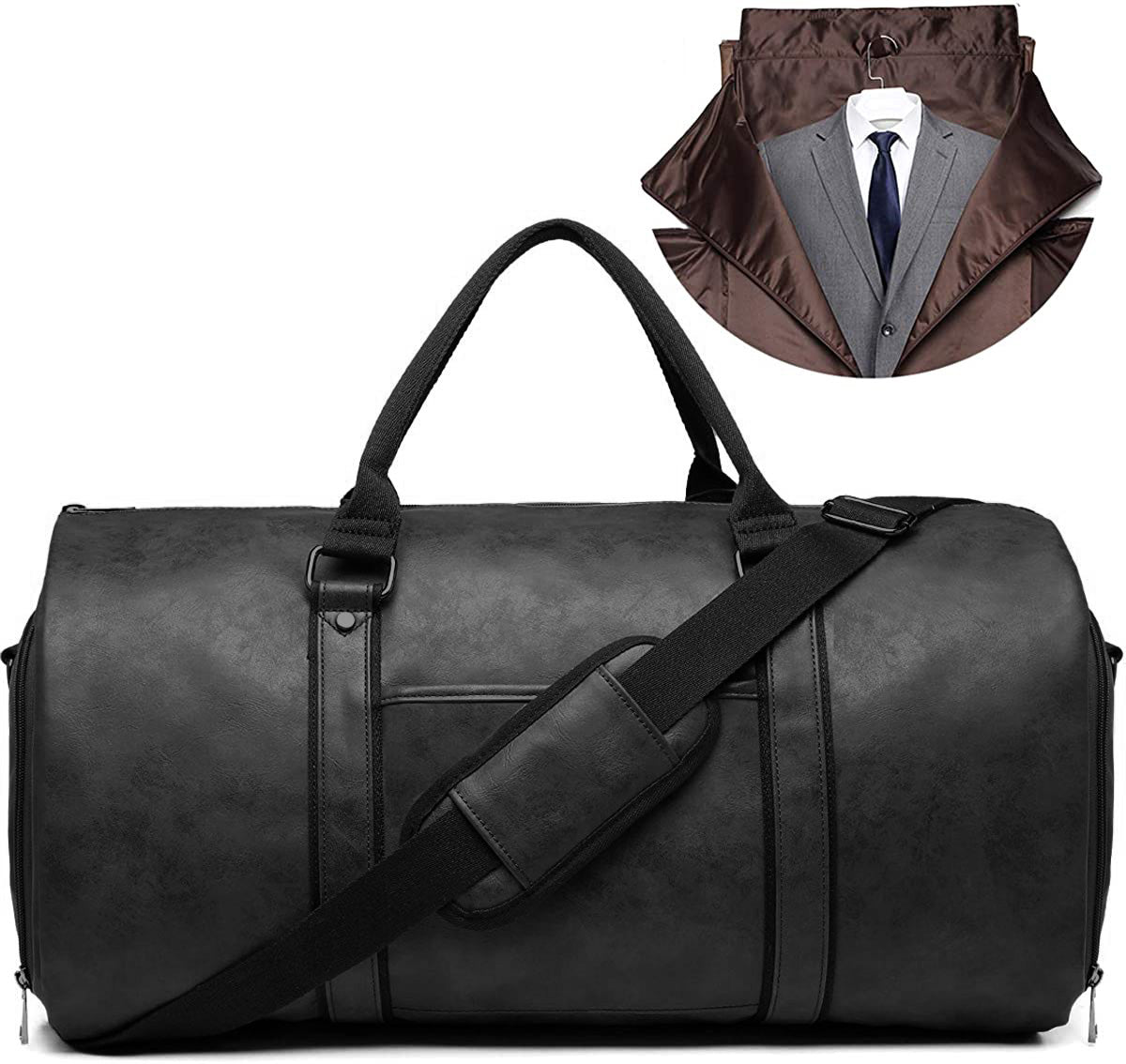 Carry on Garment Duffle Bag, Vegan Leather Weekend Bag with Shoes