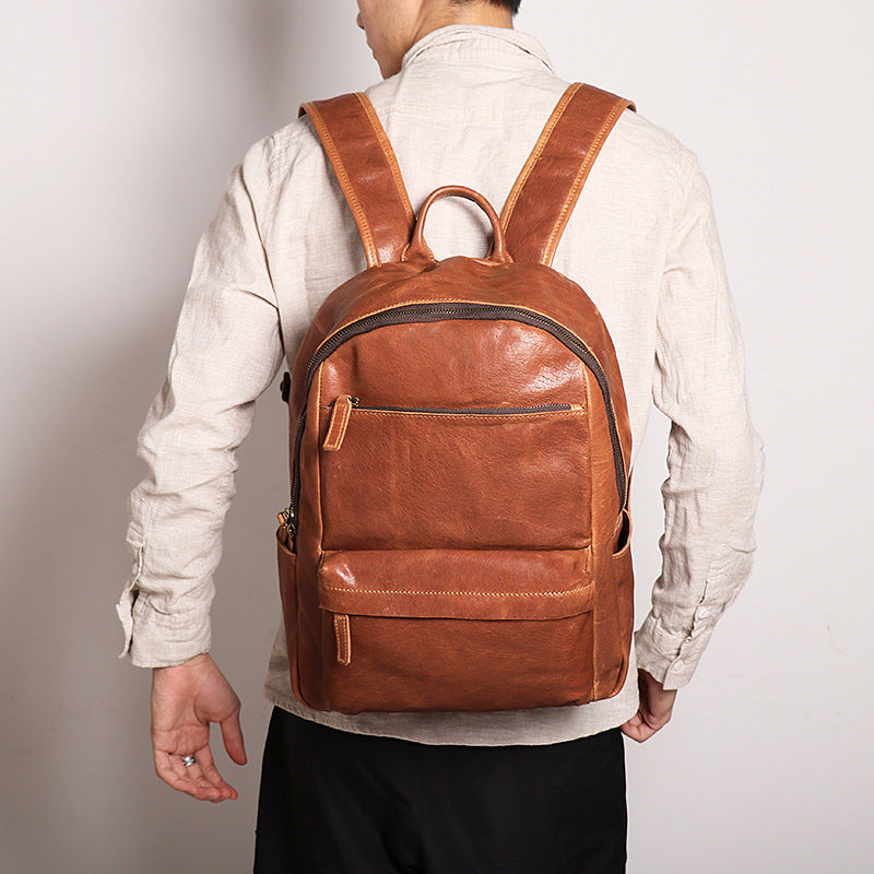 Personalized Leather Backpack,Unisex Vintage Soft Look,Minimalist Style,Versatile Leather Backpack,Monogrammed Leather Rucksack Brown / No Personalized Leather Backpack,Unisex Vintage Soft Look,Minimalist Style,Versatile Leather Backpack,Monogrammed Leather Rucksack Brown / No