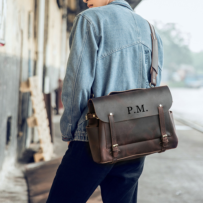 Full grain leather bag sales