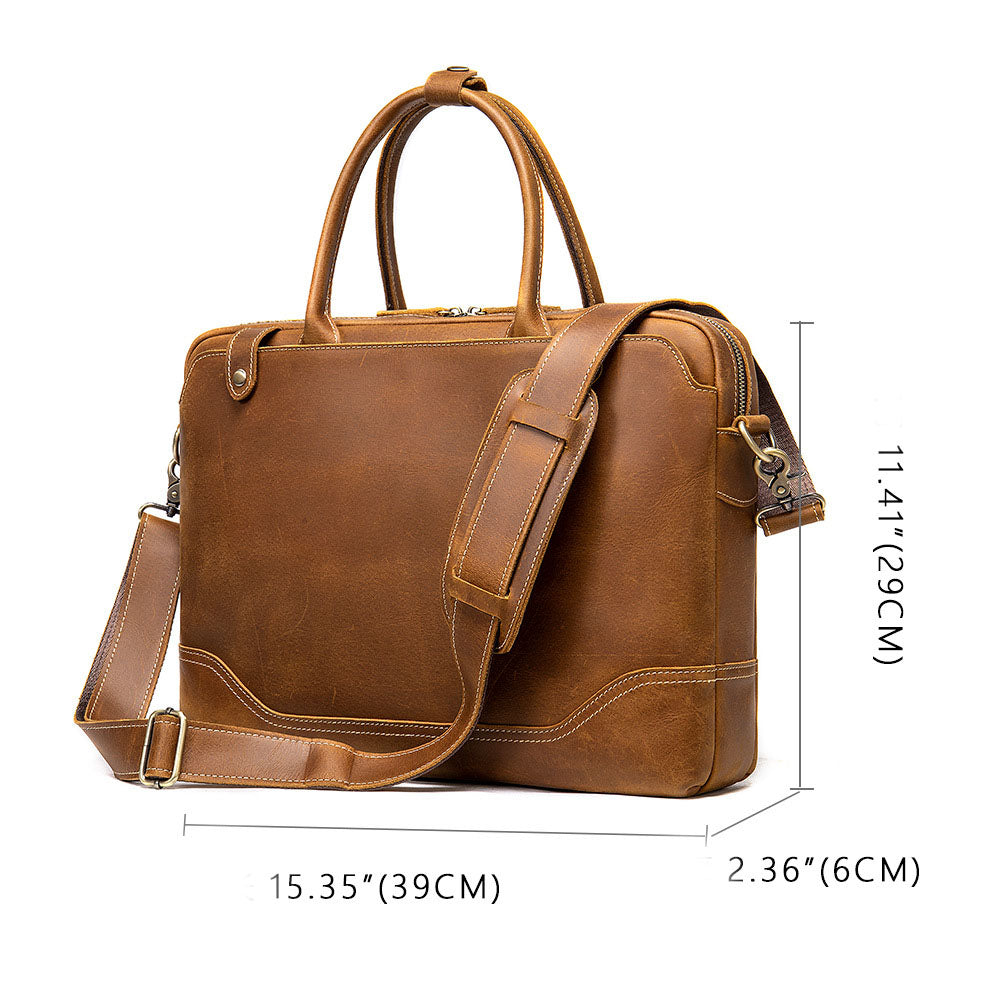 Full Grain Leather Messenger Bag, Leather Laptop Bag, Men's Briefcase, Leather Satchel Crossbody Bag
