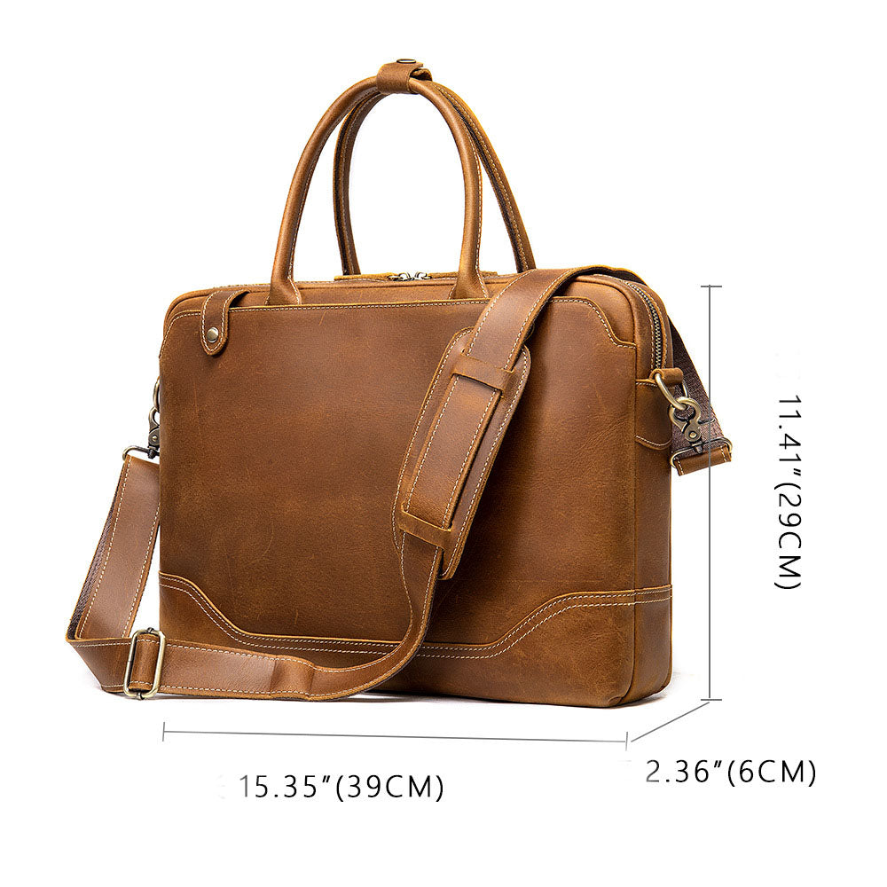 Full Grain Leather Messenger Bag, Leather Laptop Bag, Men's Briefcase, Leather Satchel Crossbody Bag