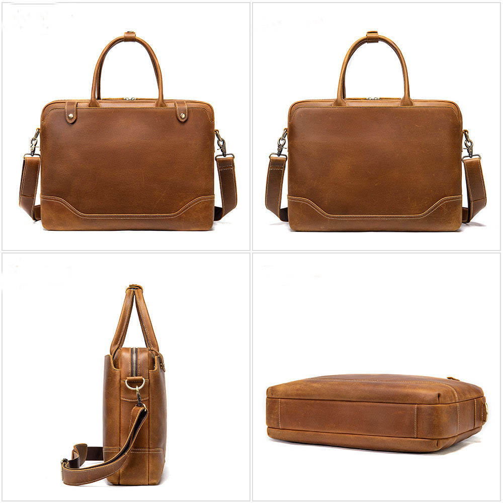 Full Grain Leather Messenger Bag, Leather Laptop Bag, Men's Briefcase, Leather Satchel Crossbody Bag