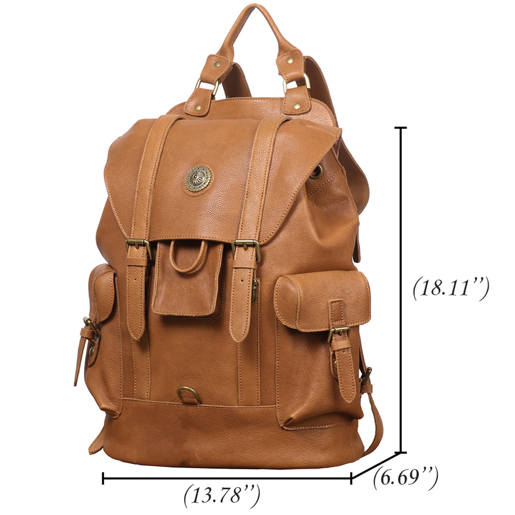 Full Grain Leather Backpack Unisex School Backpack 15.6'' Laptop Backpack Weekender Backpack NP03 Dark Coffee / Yes
