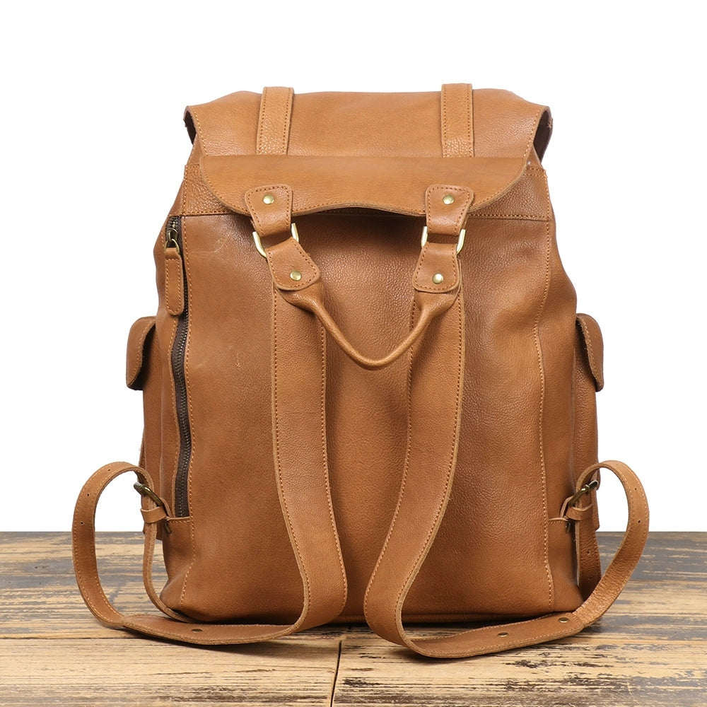 Full Grain Leather Backpack Unisex School Backpack 15.6'' Laptop Backpack Weekender Backpack NP03