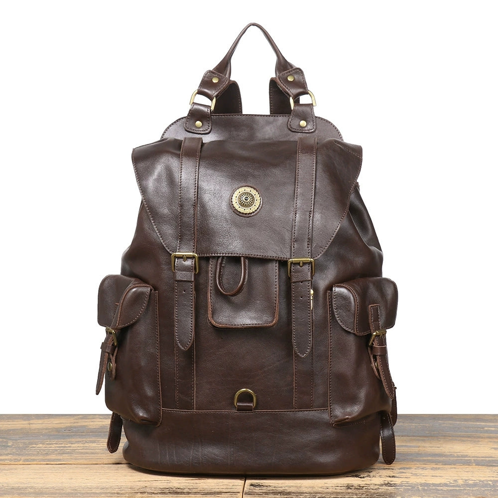 15.6 backpack leather Full Grain Unisex School Backpack 15.6'' Laptop Backpack Weekender Backpack NP03 Dark Coffee / No Agate Stripping Guide travel Bag Bass Pro Shops TinyLite Color:Carbon Fiber (Black)