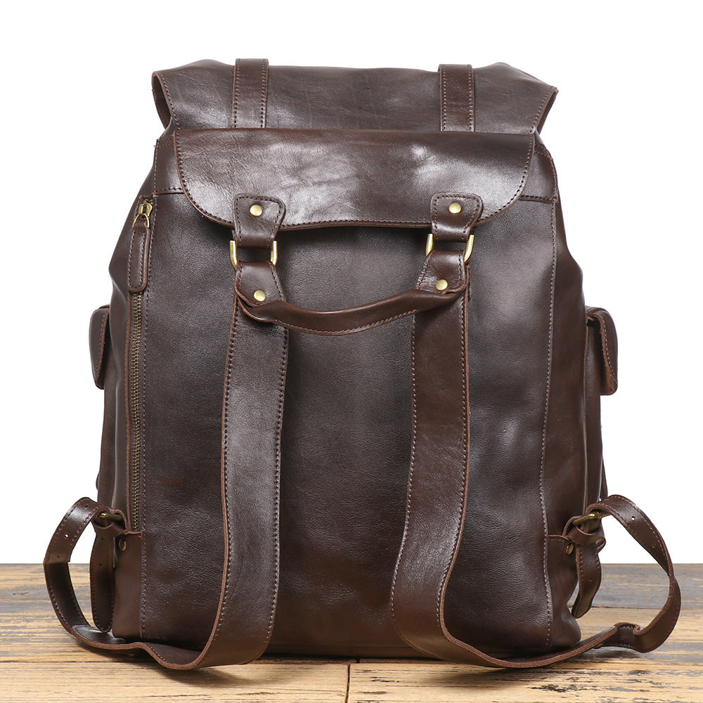 Full Grain Leather Backpack Unisex School Backpack 15.6'' Laptop Backpack Weekender Backpack NP03