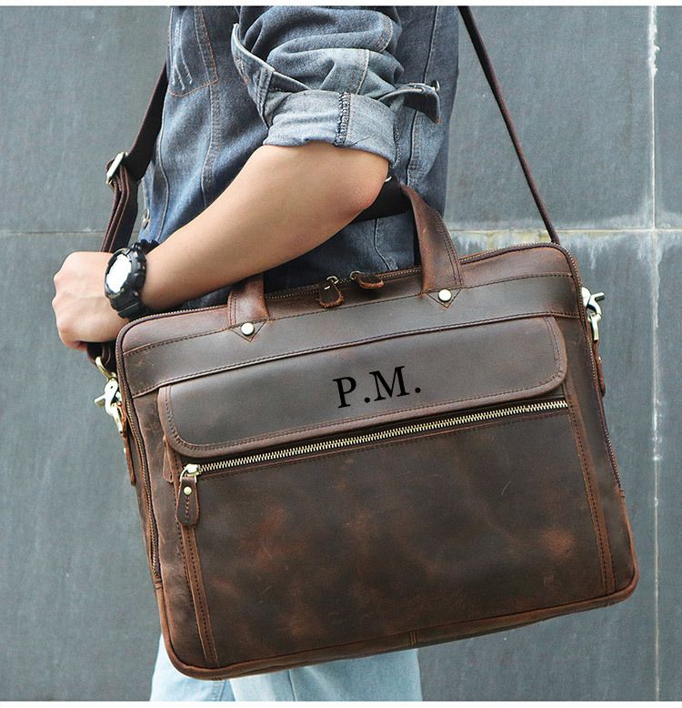 Genuine Leather Briefcase, Messenger Bag, Shoulder Bag, Leather Laptop Bag, Leather Business Bag,Men's Bag