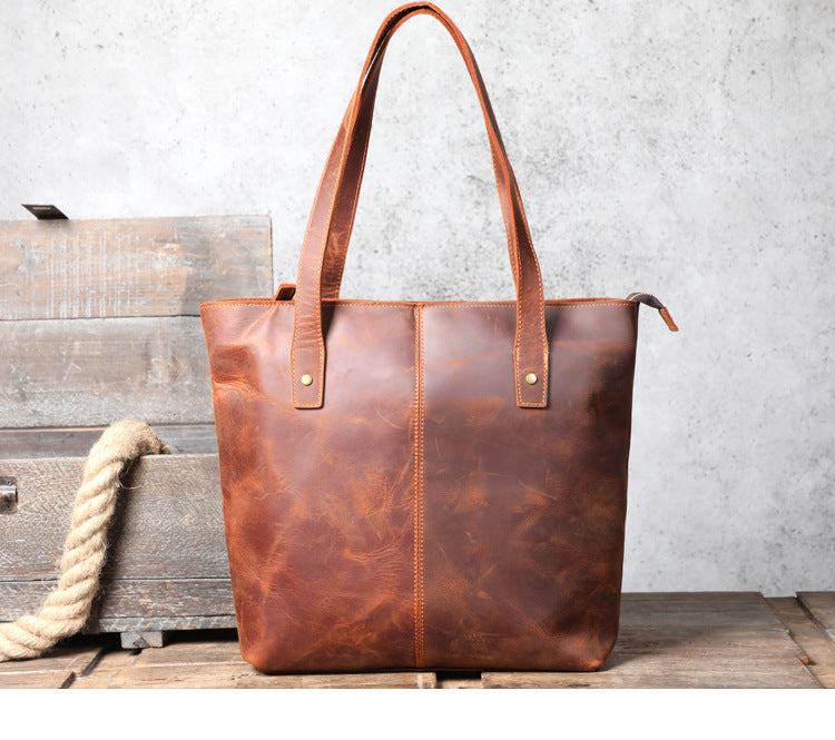 Leather Tote Bag, Full Grain Leather Fashion Designer Handbag, Leather Casual Bag,Leather Shoulder Bag
