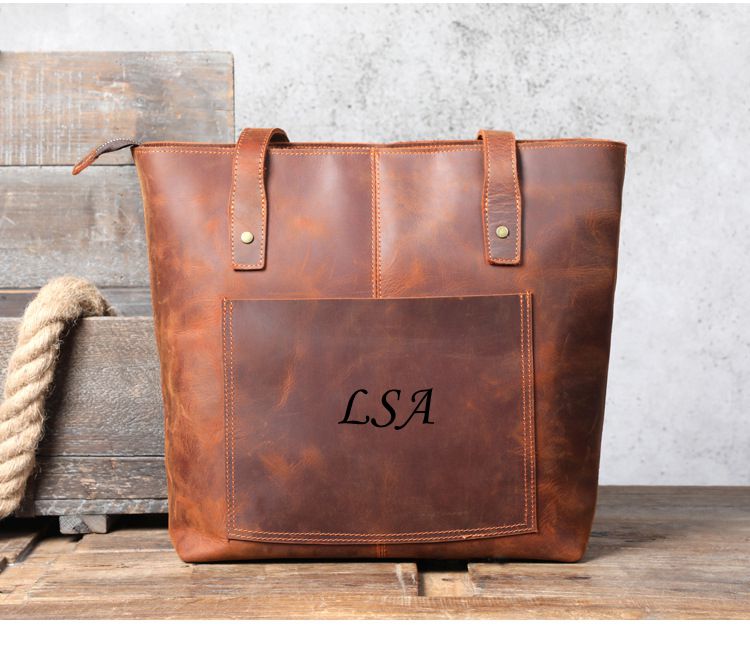 Leather Tote Bag, Full Grain Leather Fashion Designer Handbag, Leather Casual Bag,Leather Shoulder Bag
