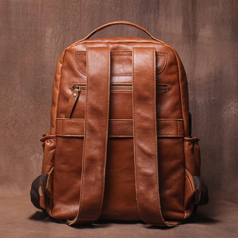 Handmade Full Grain Leather Backpack, Personalized Leather Rucksack, 15" Laptop Backpack, Leather Anniversary Gift, Daily Leather Backpack