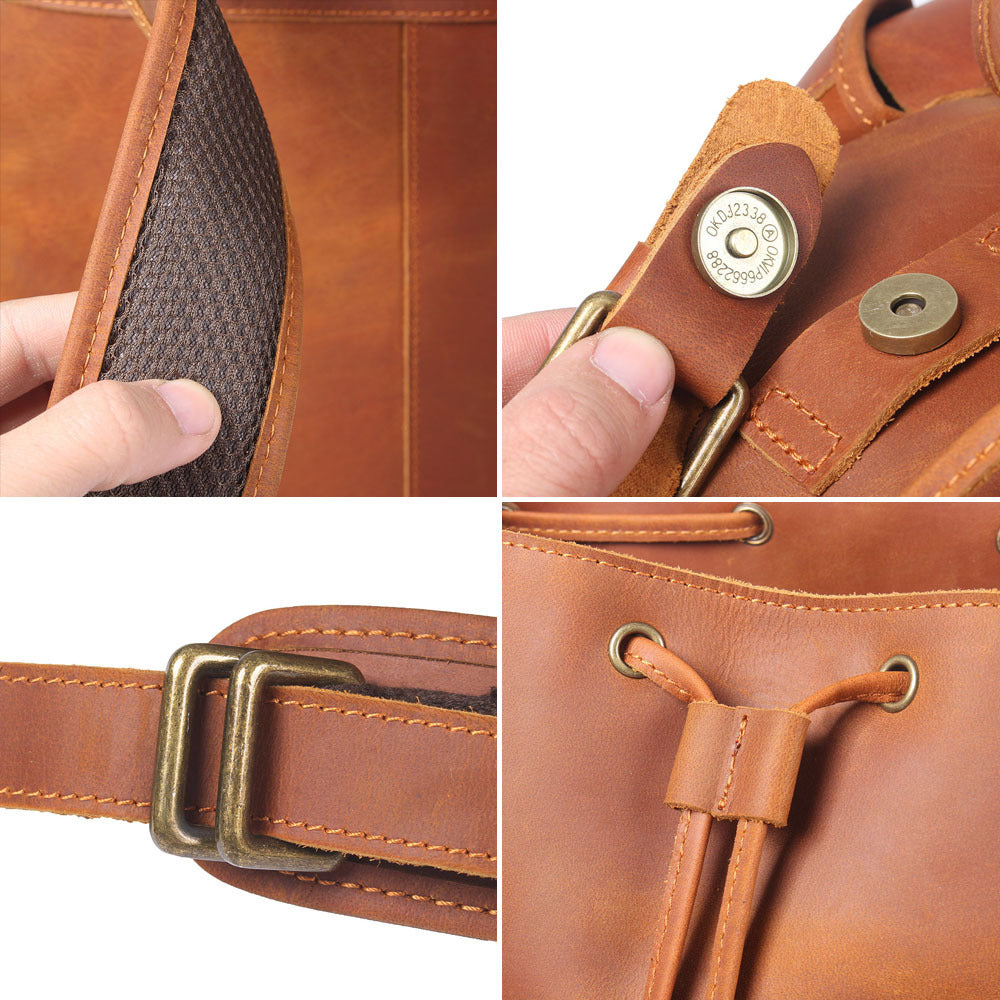 15 Inch Leather Laptop Backpack, Personalized Full Grain Leather Rucksack, Anniversary Gifts, Christmas Gifts for Him