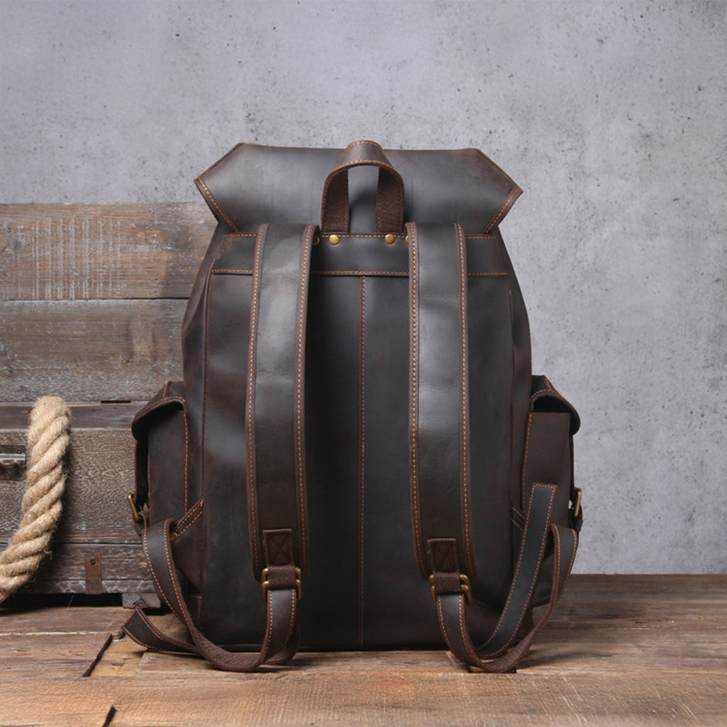 15 Inch Leather Laptop Backpack, Personalized Full Grain Leather Rucksack, Anniversary Gifts, Christmas Gifts for Him