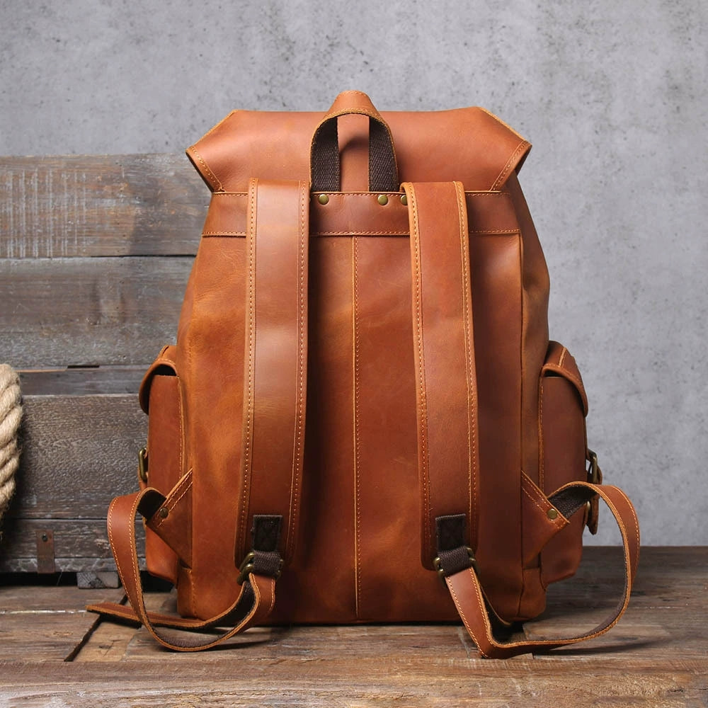 15 Inch Leather Laptop Backpack, Personalized Full Grain Leather Rucksack, Anniversary Gifts, Christmas Gifts for Him