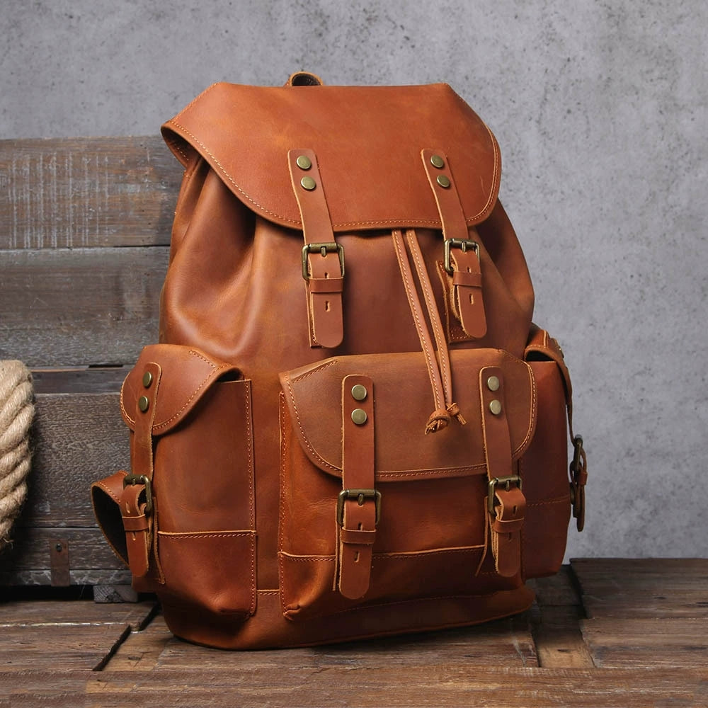 15 Inch Leather Laptop Backpack, Personalized Full Grain Leather Rucksack, Anniversary Gifts, Christmas Gifts for Him