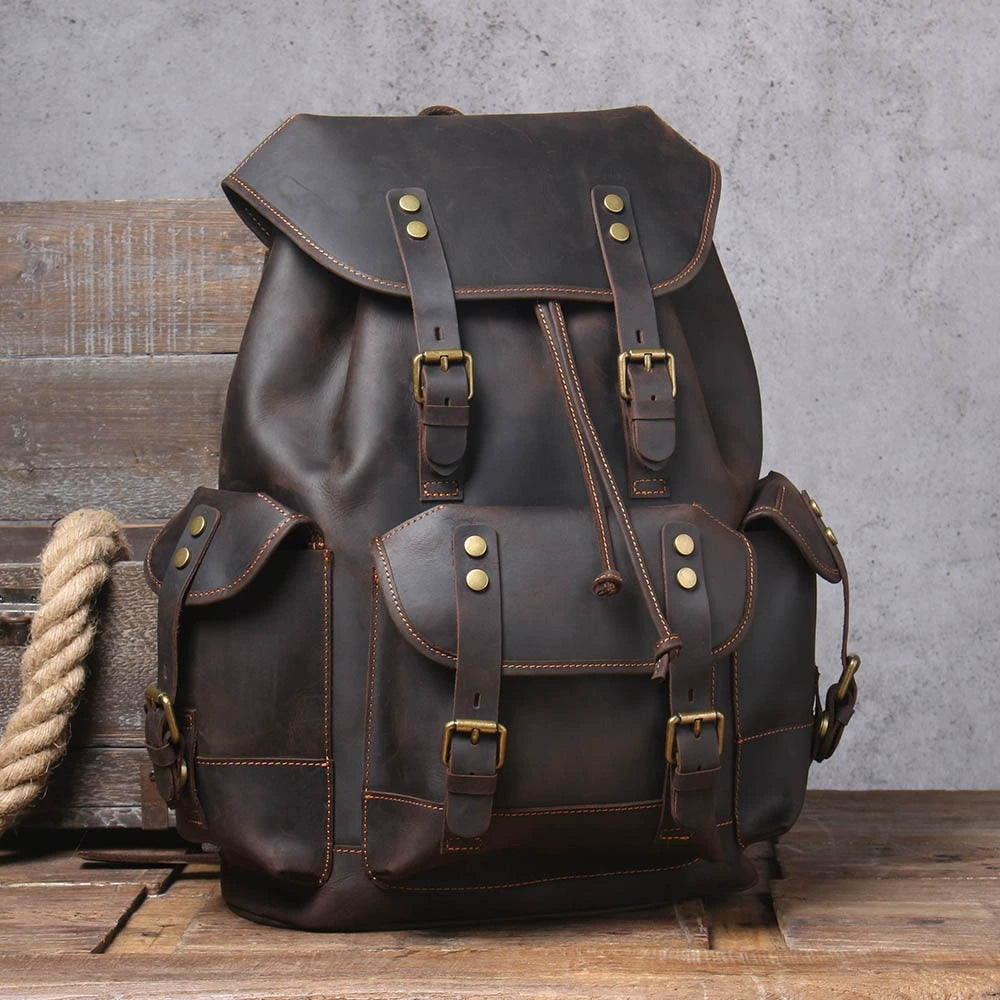 15 Inch Leather Laptop Backpack, Personalized Full Grain Leather Rucksack, Anniversary Gifts, Christmas Gifts for Him