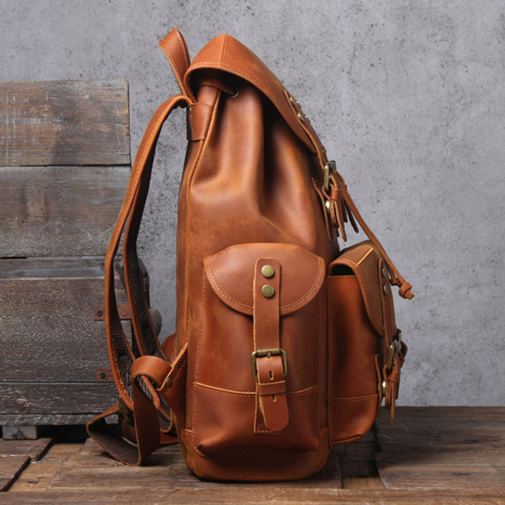 15 Inch Leather Laptop Backpack, Personalized Full Grain Leather Rucksack, Anniversary Gifts, Christmas Gifts for Him