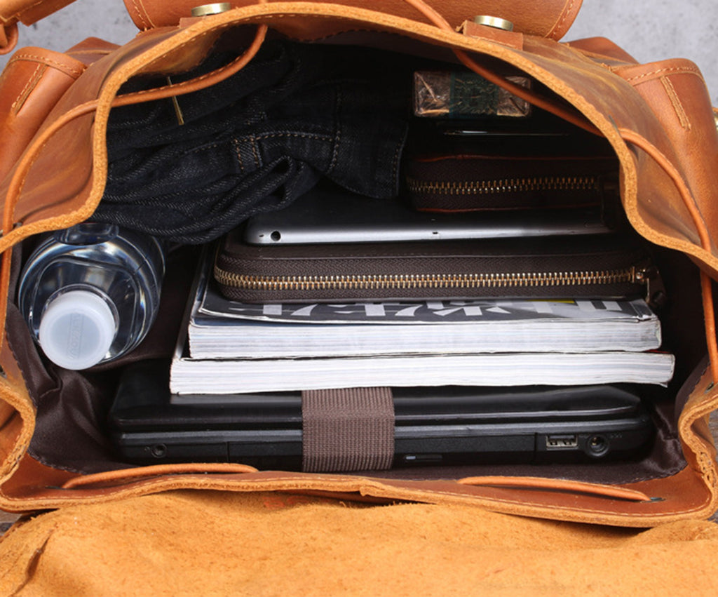 15 Inch Leather Laptop Backpack, Personalized Full Grain Leather Rucksack, Anniversary Gifts, Christmas Gifts for Him