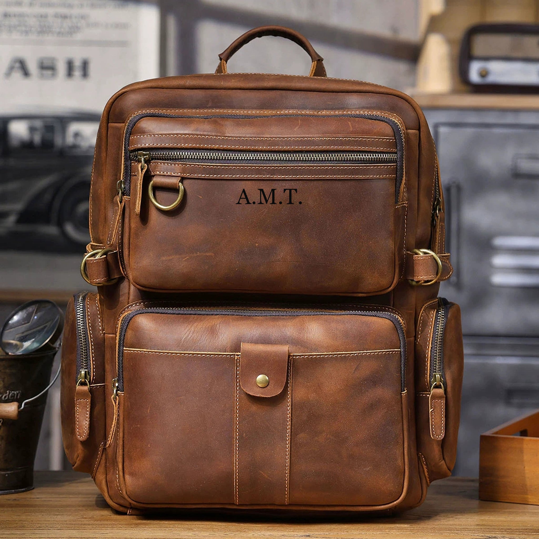 best men leather backpack The Compact Handcrafted in small batches by skilled artisans in South America and India Personalized Full Grain Leather Backpack,