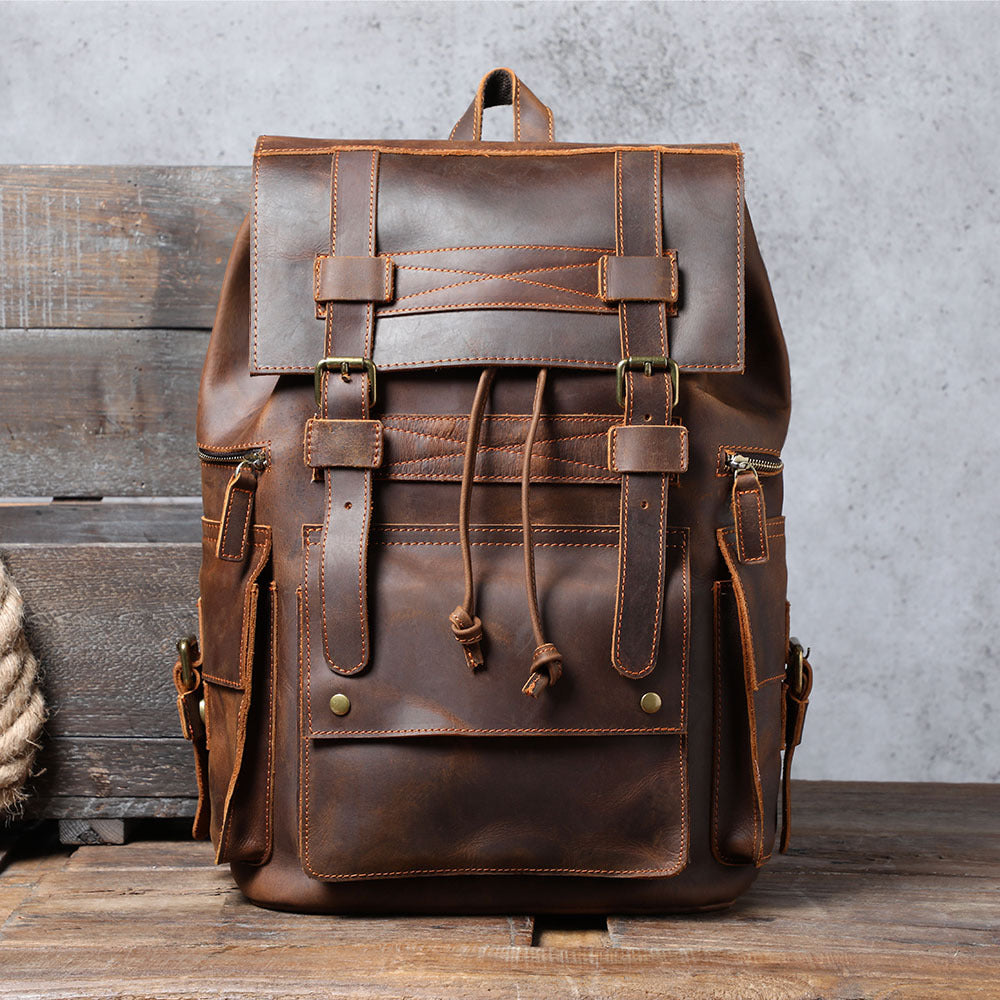 best leather backpack for laptop Leather Backpack, Unisex School Backpack, Laptop Backpack, Weekender Backpack, Travel Backpack, Best Gift Dark Brown / No