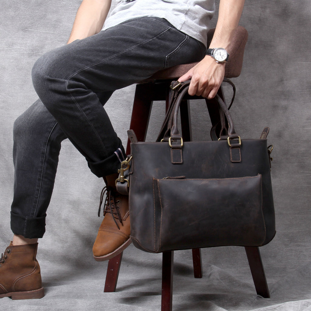 Leather Briefcase, Full Grain Leather Messenger Bag, Men's Briefcase, Leather Laptop Bag,Leather Shoulder Bag