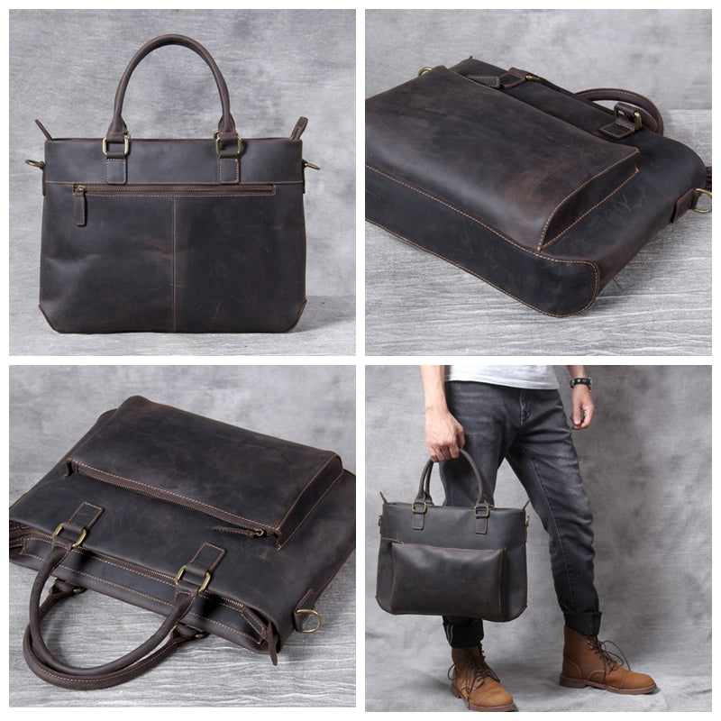 Leather Briefcase, Full Grain Leather Messenger Bag, Men's Briefcase, Leather Laptop Bag,Leather Shoulder Bag