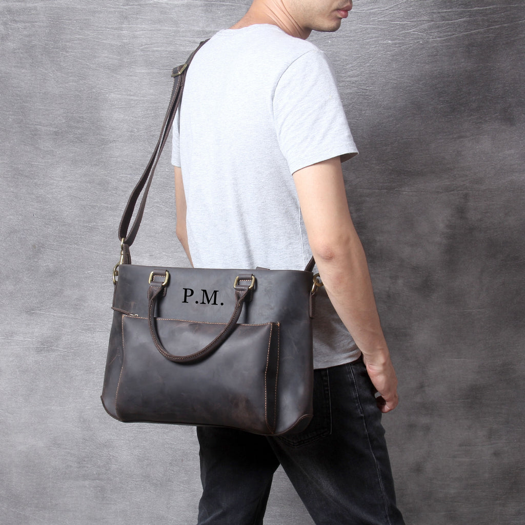 Leather Briefcase, Full Grain Leather Messenger Bag, Men's Briefcase, Leather Laptop Bag, Leather Shoulder Bag