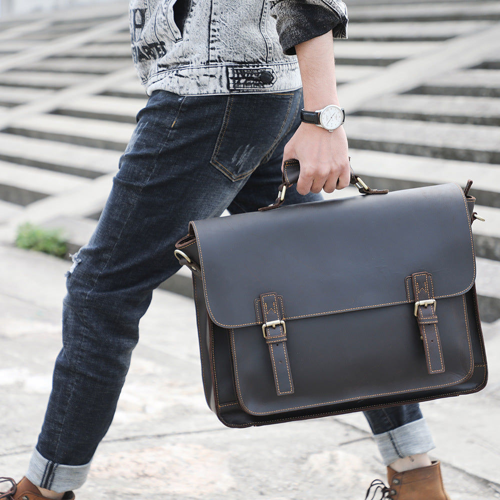 Genuine Leather Briefcase, Messenger Bag, Shoulder Bag, Leather Laptop Bag, Crossbody Bag,Men's Bag