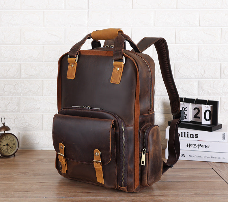 brown leather camera backpack Leather Camera Backpack, Vintage Shoulder Camera Backpack For DSLR/Mirrorless Camera No