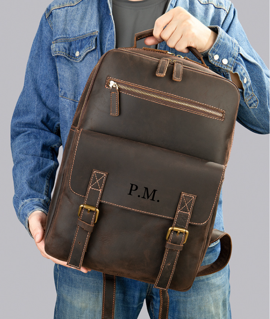 Leather City Backpack, Ideal for Commuting, Travel, Work, High Quality Craftsmanship Dark Brown / No