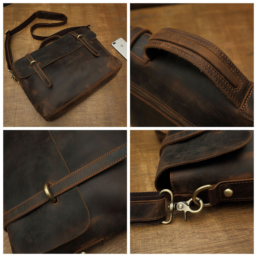 Leather Messenger Bag, Leather Laptop Briefcase, Classy Bag, Handmade Cross-body Bag, Retro Metropolitan Fashion, Hip