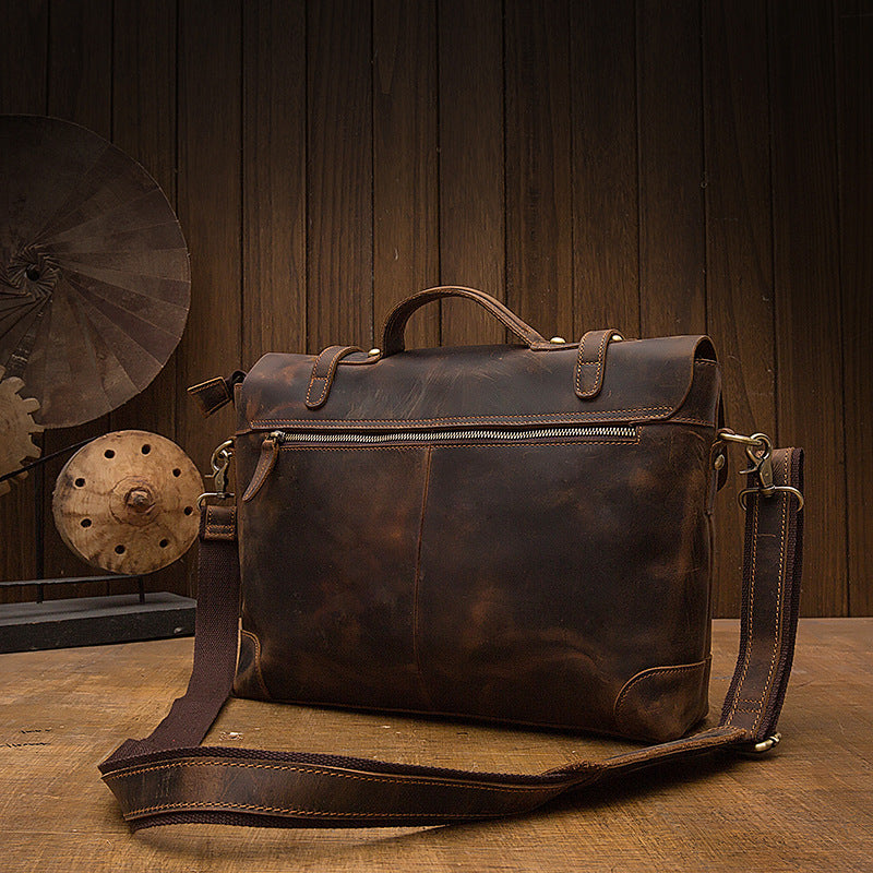 Leather Messenger Bag, Leather Laptop Briefcase, Classy Bag, Handmade Cross-body Bag, Retro Metropolitan Fashion, Hip