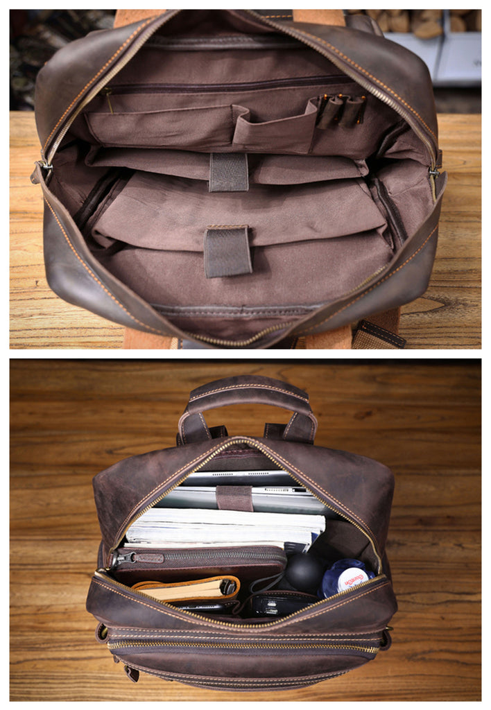 Personalized Full Grain Leather Backpack, Men Leather Travel Backpack, 15'' Laptop Backpack, Best Gift for Him, Dad Gift, Father's Day Gift