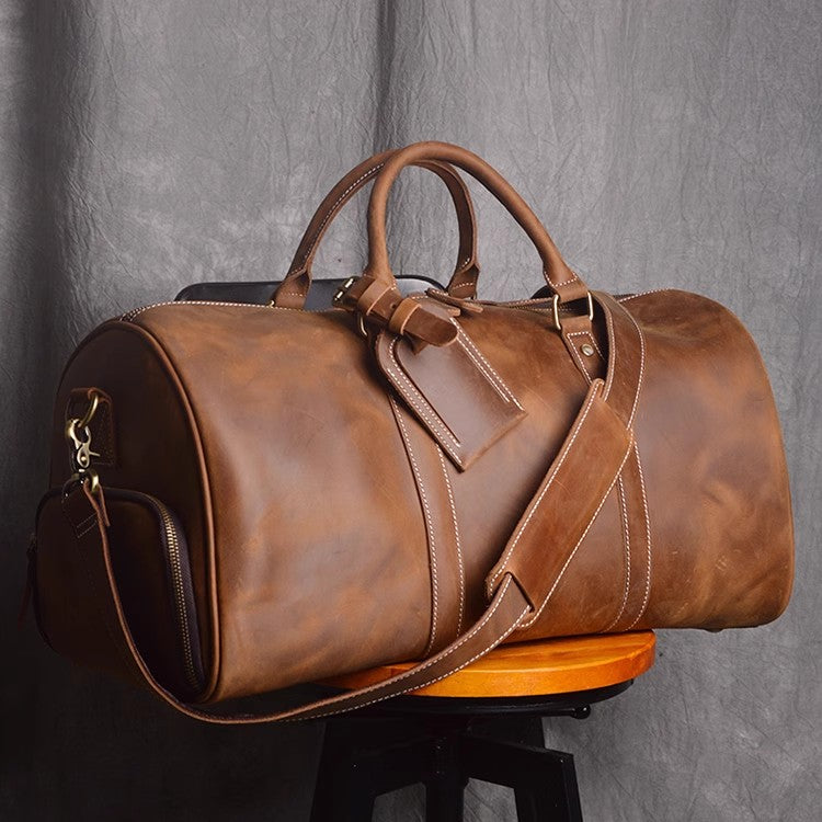 Leather Duffle Bag/Monogrammed Leather Weekender Bag/Leather