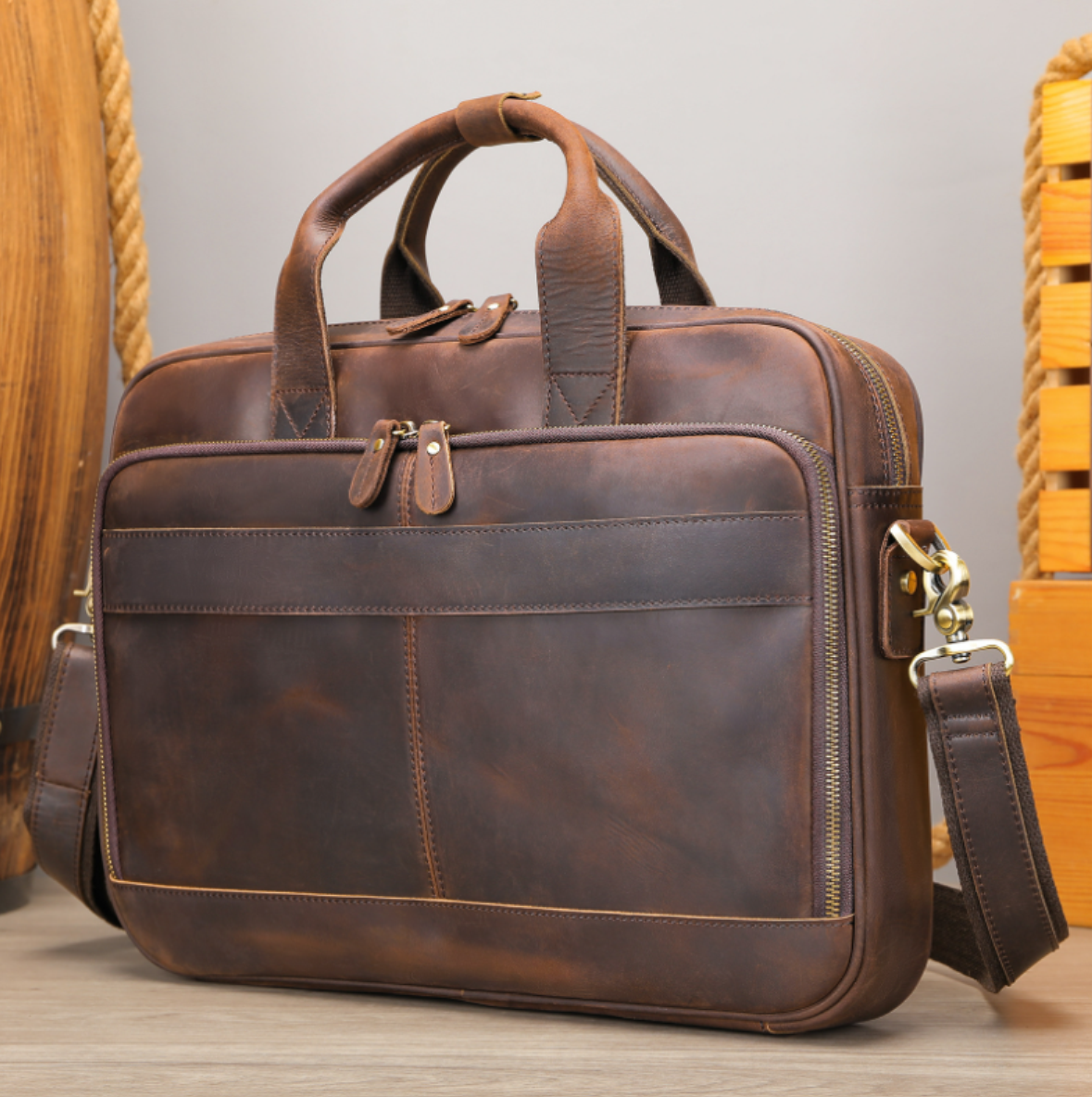 Personalized Leather Messenger Bag, Leather Portfolio, Folder